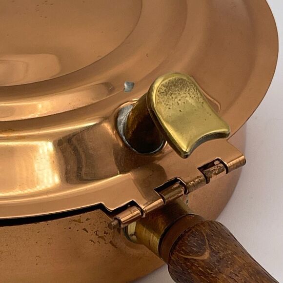 TELEFLORA Silent Butler Copper Les Bonbons Wood Handle Hinged Lid Crumb Catcher - Picture 5 of 14
